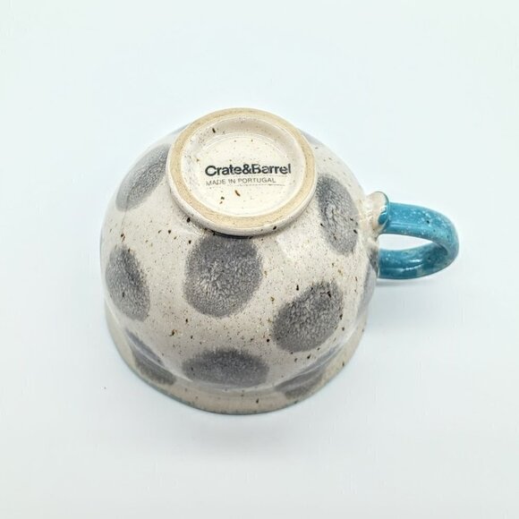Crate & Barrel Blue Trim Grey Dot Ceramic Mug - Picture 6 of 7